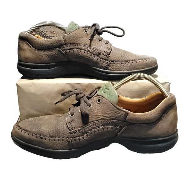ECCO~ BROWN LEATHER LACE UP MOCS COMFORT SYSTEM SHOES MEN'S EU 45 11-11.5 US - Picture 2 of 13